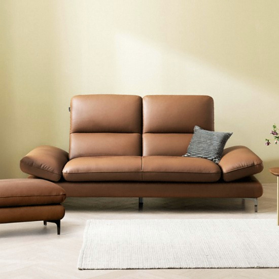 자코모 아르테 기능성 천연가죽 소파 3인용 (스툴포함)_이미지