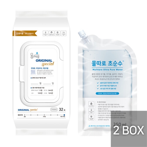 우수메디컬 물따로 오리지널 스페셜 건티슈 캡형 32매 + 초순수 250ml (24팩)