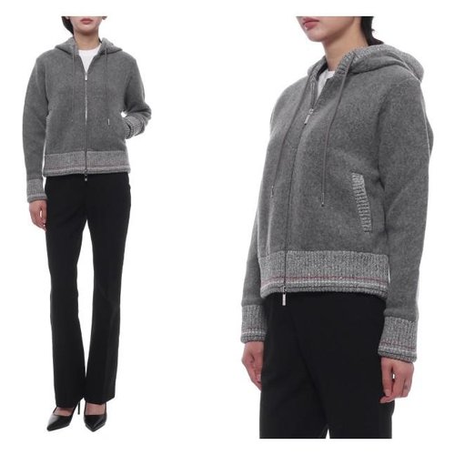 톰브라운 여성 울 플리스 후드집업 FJT349A J0100 055_이미지