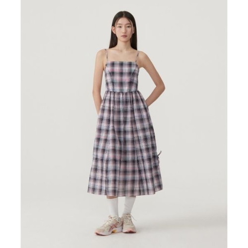 커버낫 COVERNAT WOMAN 우먼 셔링 플레어 슬리브리스 원피스 Check CO2502OP77CK 1080626