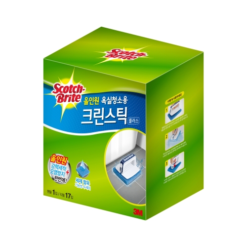 스카치브라이트 올인원 욕실청소용 크린스틱 플러스 세트 핸들1개+리필17입 혼합색상 1세트_이미지