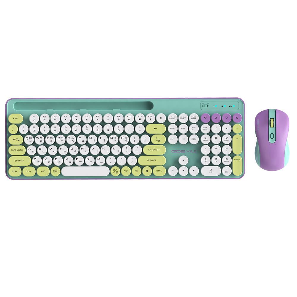 GDEVIL MK700W 무선 키보드 마우스 세트 (민트)_이미지