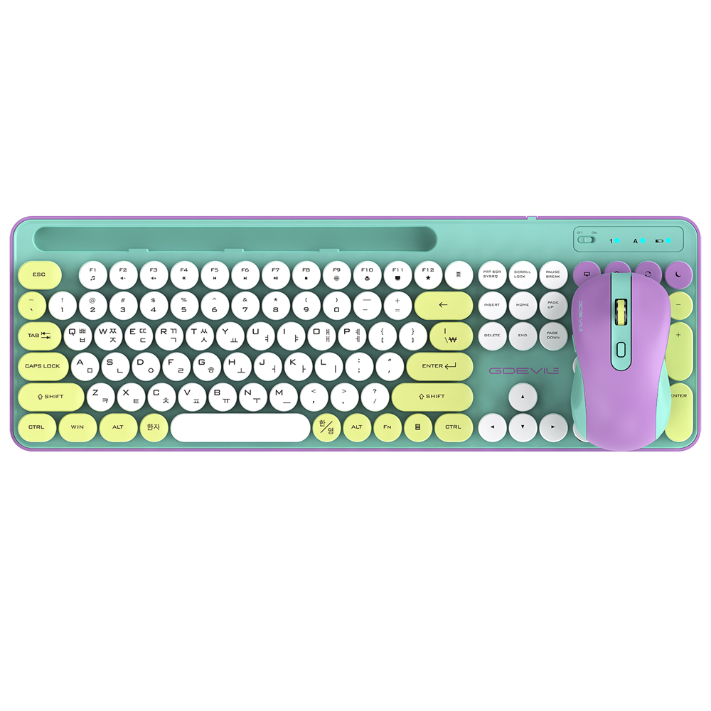 GDEVIL MK700W 무선 키보드 마우스 세트 (민트)_이미지
