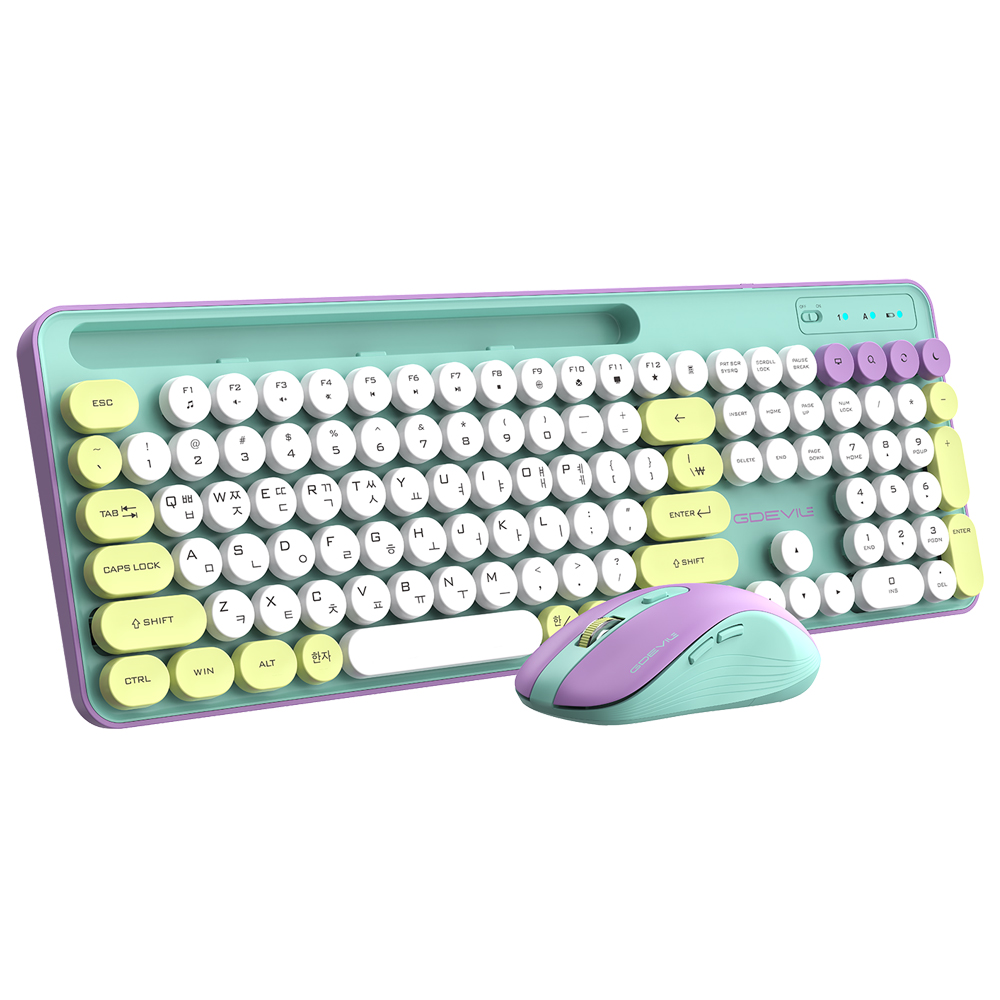 GDEVIL MK700W 무선 키보드 마우스 세트 (민트)_이미지