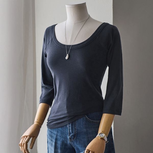 A. 세븐 스쿱넥 7부 티셔츠 티셔츠E0211R02