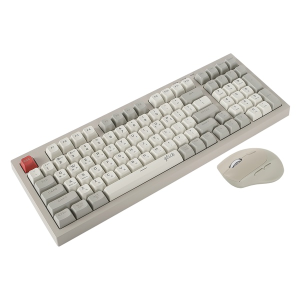 지클릭커 OFFICEPRO WMK50 사일런스 M RGB 무소음 방수 무선 블루투스 98 키보드 마우스 세트 Retro Cappuccino_이미지
