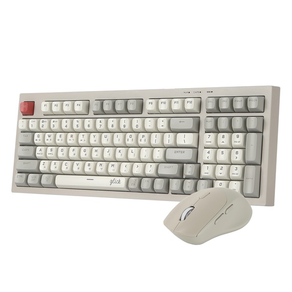 지클릭커 OFFICEPRO WMK50 사일런스 M RGB 무소음 방수 무선 블루투스 98 키보드 마우스 세트 Retro Cappuccino_이미지