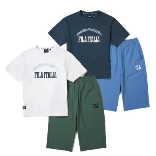 휠라키즈 7부 오버핏 하의 상하세트 FK2FSG2601M VTB_이미지