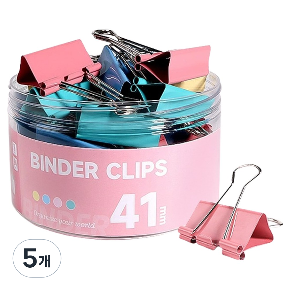동아피엠에스 서류집게 더블클립 컬러혼합 41mm (5개)_이미지