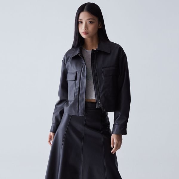 미쏘 아웃포켓 비건레더 자켓 MIWJLD201B_이미지