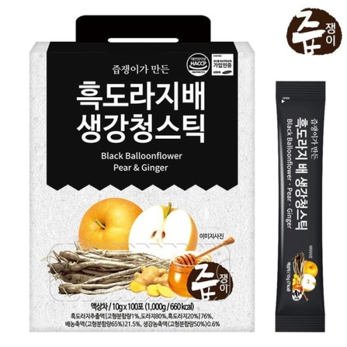 굿모닝비엔에프 즙쟁이 흑도라지배 생강청스틱 10g 100포_이미지