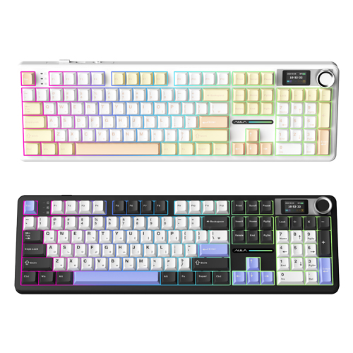 AULA F108 PRO 유무선 기계식 오로라 블랙 한글 (저소음 바다축)_이미지