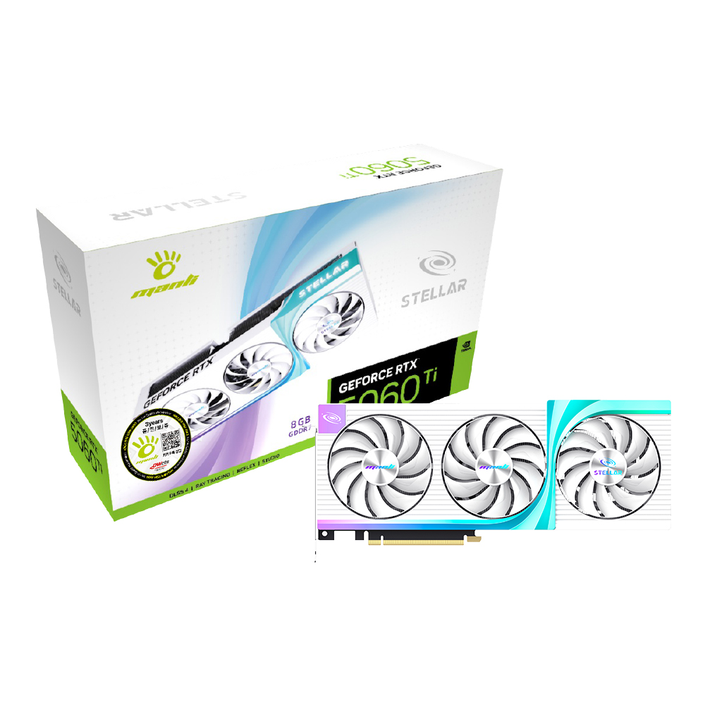 MANLI 지포스 RTX 5060 Ti Stellar OC D7 8GB 대원씨티에스이미지입니다. 누르면 해당 게시물로 새창이동합니다.