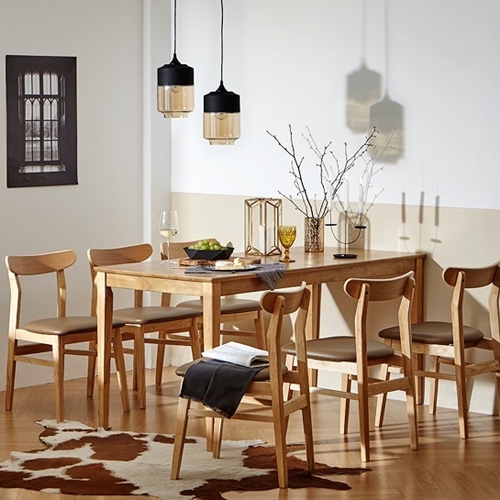 한샘 로하 원목 식탁 1600 (비트윈의자6개)_이미지