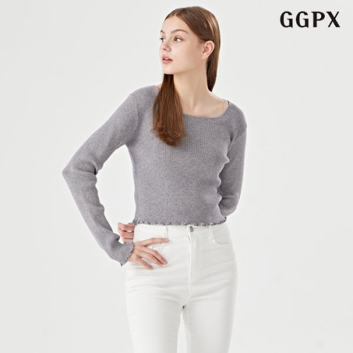  GGPX 스퀘어넥 물결 심플 러블리 긴팔 니트 GOCKT009D