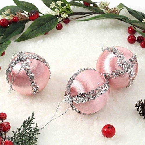 프린세스 VCMPC3GO 글리터 장식볼 트리장식볼 실키 3p 8cm