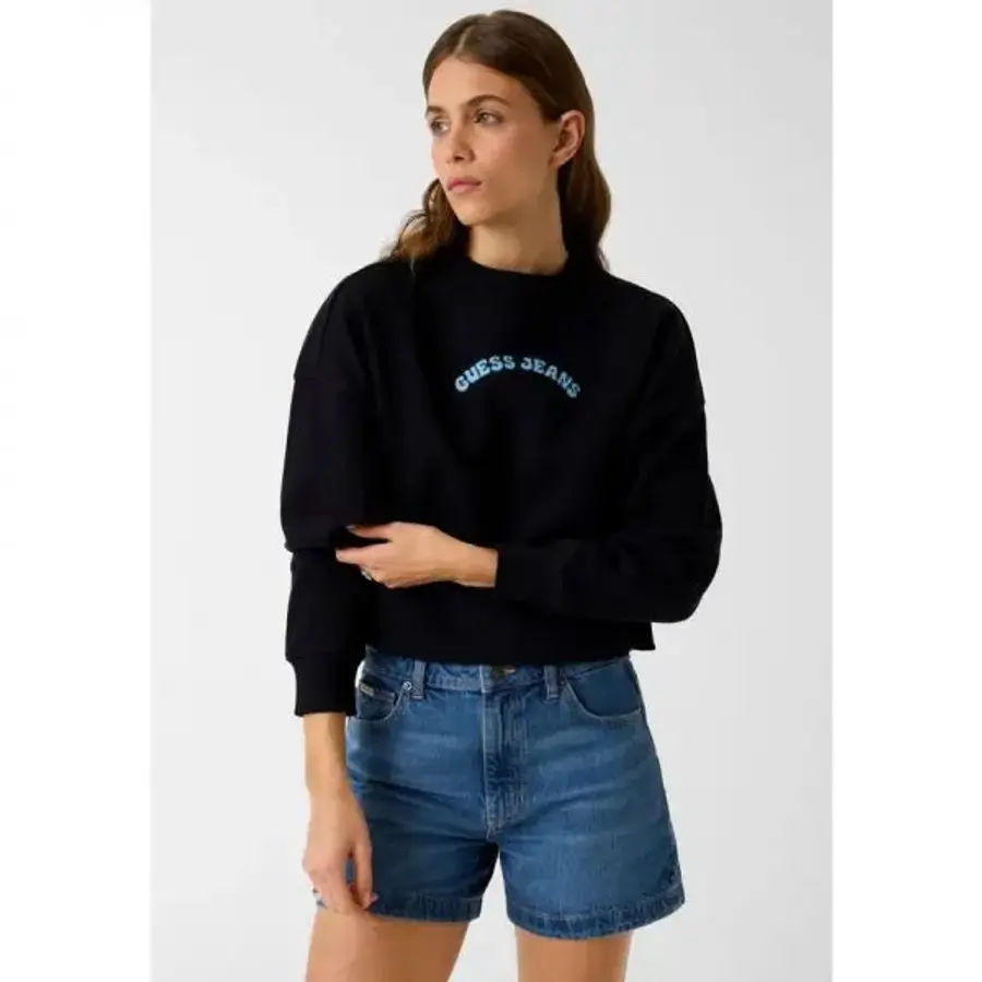 게스 Jeans 진 크롭드 스웨트셔츠 검은색 7614316
