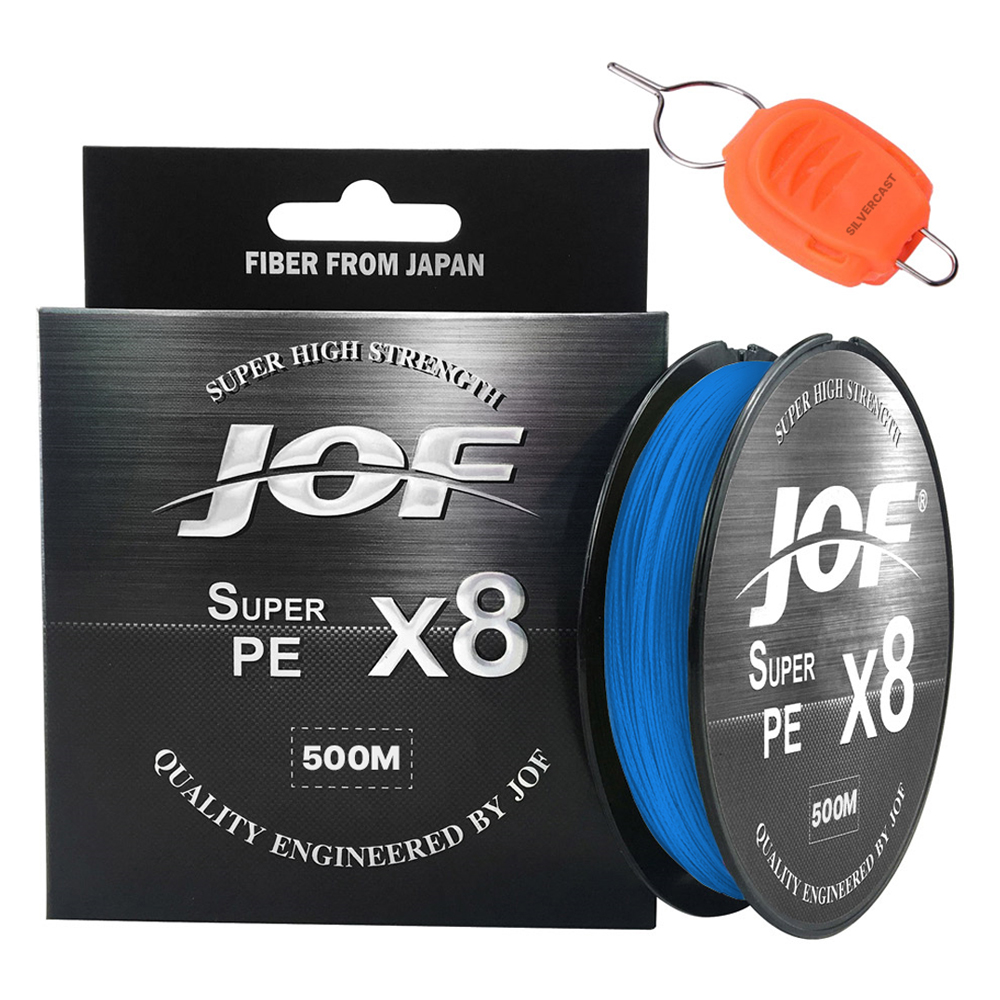 슈퍼PE 8합사 낚시줄 500m + 실버캐스트 라인 스토퍼 세트 블루