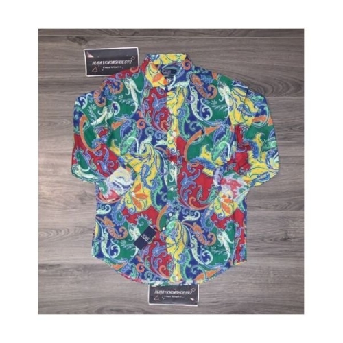 랄프로렌 폴로 남성 멀티컬러 클래식핏 페이즐리 프린트 린넨 셔츠 2232085 XL