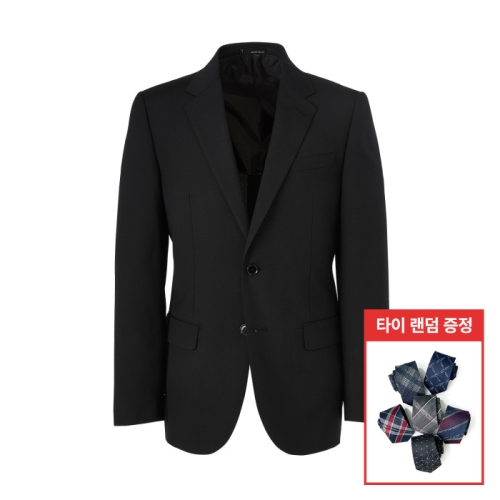 맨잇슈트 블랙 솔리드 슬림핏 울 혼방 재킷 MAFC10-154