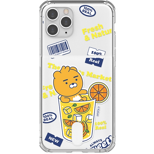 아이폰12 미니 리틀카카오프렌즈 프루티 투명방탄 카드케이스