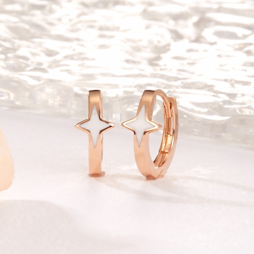 비앤비골드 14K 스텔라 화이트 에나멜 원터치 귀걸이 한쌍 PNE41900