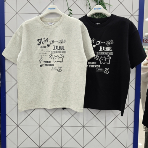 에꼴리에 주니어 5부 이모지 믹스 쿨 양면티 26B0481GN_이미지
