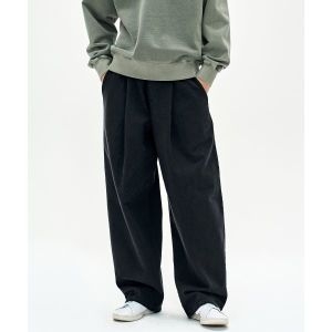 소버먼트 SOVERMENT 700G 블리치 원 턱 와이드 스웨트 팬츠-워시드 블랙195241