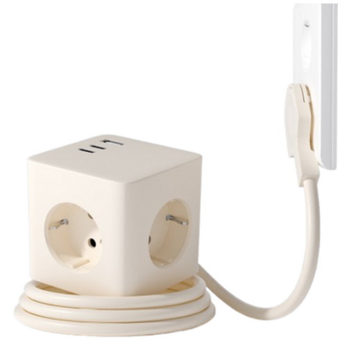 바우토 3구 16A USB 납작 고용량 큐브 멀티탭 (1.8m)_이미지