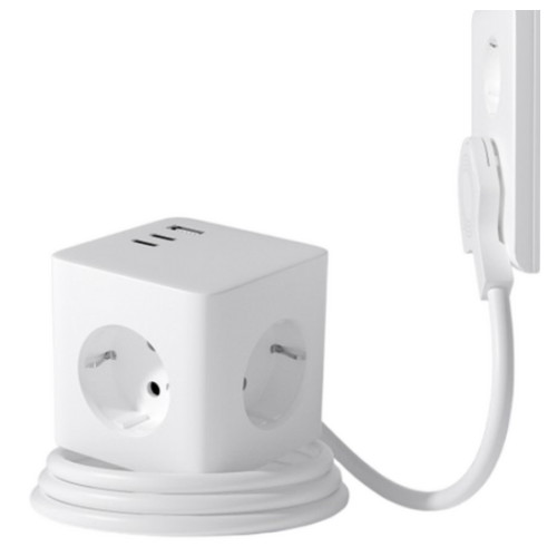 바우토 3구 16A USB 납작 고용량 큐브 멀티탭 (1.8m)_이미지