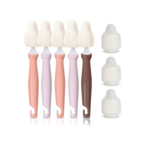 하이비 몽글이 미니솔 젖병 젖꼭지 세척솔 5p + 먼지캡 3p 세트 1세트 따뜻한햇살_이미지