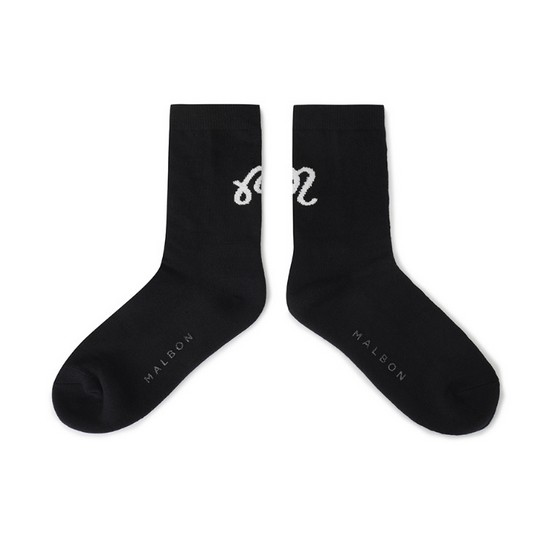 말본골프  M 로고 자카드 크루 삭스 M6343PSC05BLK