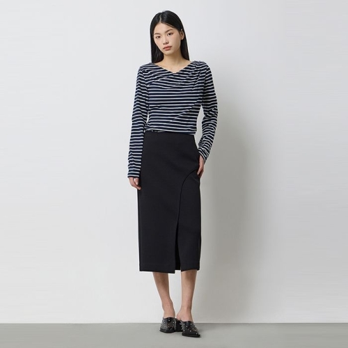 시슬리 비스켓 스트라이프 브이넥 티셔츠_SATS03511NY