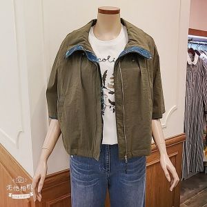 비꼴리끄 배색 5부소매 바람막이 점퍼 B232PJ5020_이미지