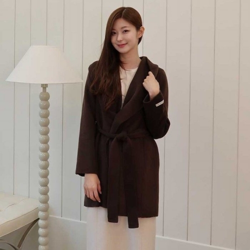 더아이잗 캐시미어 숄 칼라 벨티드 핸드메이드 코트 IRBM0CT708