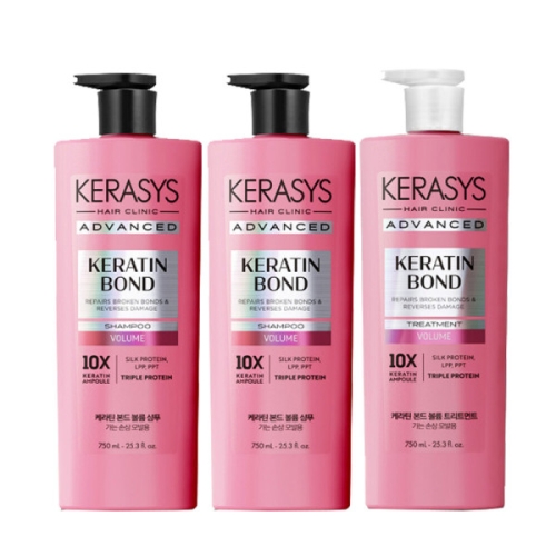  케라시스 어드밴스드 케라틴 본드 볼륨 샴푸 600ml 2개+트리트먼트 600ml 3종세트