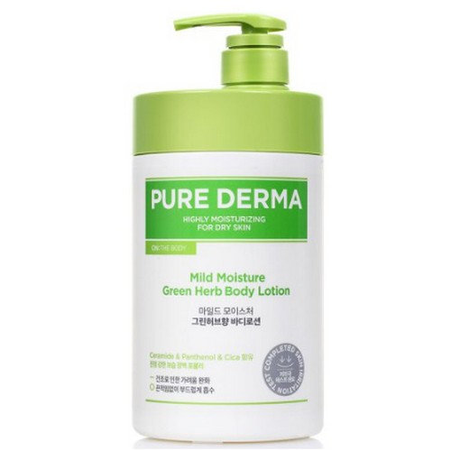 LG생활건강 온더바디 퓨어 더마 마일드 모이스처 바디로션 그린허브향 1000ml (2개)