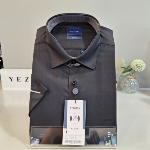 예작 신축성이 좋은 스판 슬림반팔셔츠 YJEMBS250-BK_BP_BP_이미지