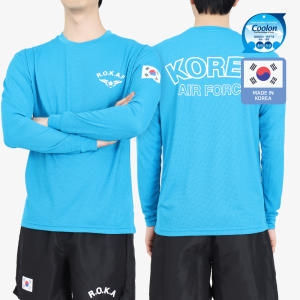 쿨론 공군 ROKAF 로카프티 긴팔티 하늘색 군인 티셔츠_이미지