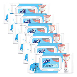 유한킴벌리 스카트 물걸레 청소포 베이직 표준형 30매 (6개)_이미지