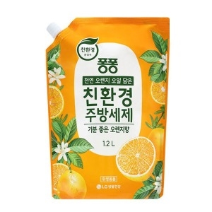 LG생활건강 퐁퐁 친환경 주방세제 오렌지 리필 1.2L (4개)