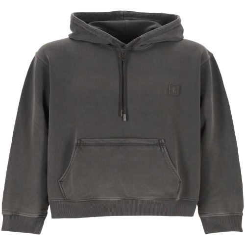 우영미 퀵 다크 그레이 백로고 후드 티셔츠 W253TS37777G_이미지