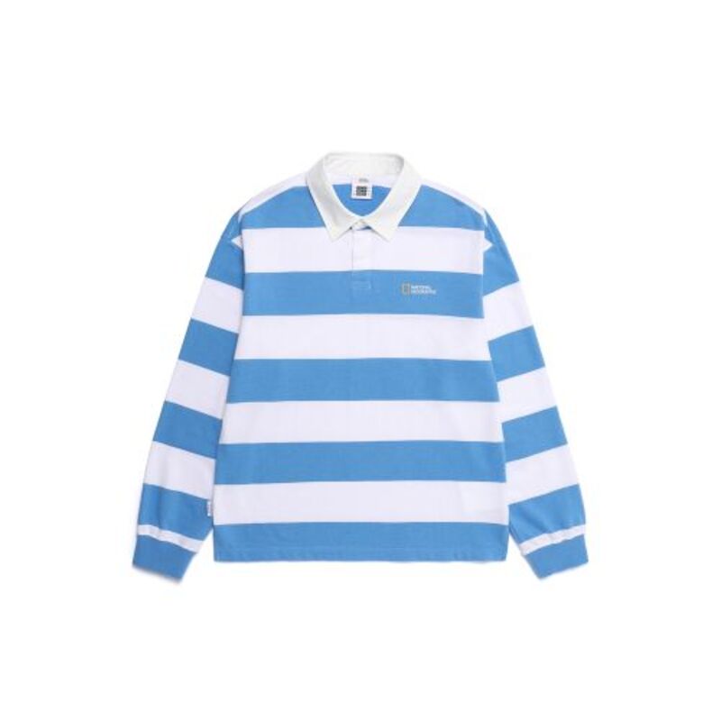 스트라이프 럭비 세미오버핏 긴팔 티셔츠 N261UTS901