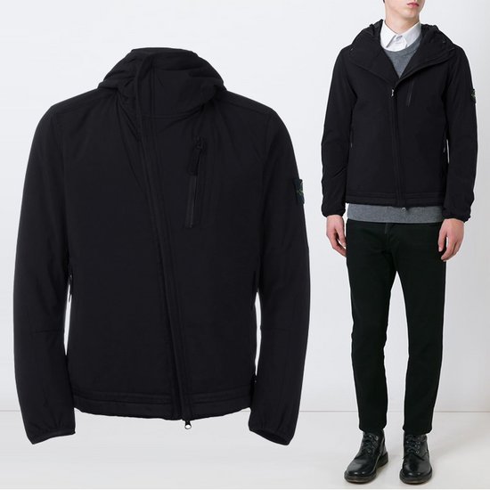 스톤아일랜드 소프트쉘 사선 후드 점퍼 651544027 V0029