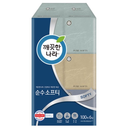 깨끗한나라 순수 소프티 미용티슈 100매 (6입) (3팩(18입))_이미지