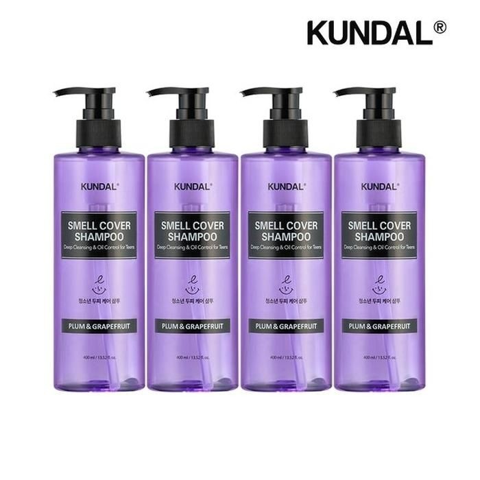 쿤달 스멜커버 청소년 샴푸 플럼앤그레이프프룻 400ml (4개)_이미지