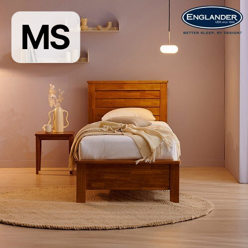 잉글랜더 토론토 고무나무 통깔판 원목 침대 MS (라텍스독립)_이미지