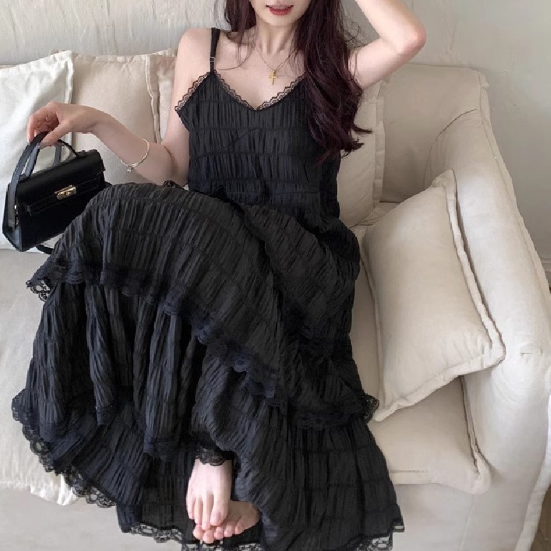  하이 3단 프릴 레이스 롱원피스 // 데일리 페미닌 프릴디테일 레이어드 롱 원피스 HI-5247