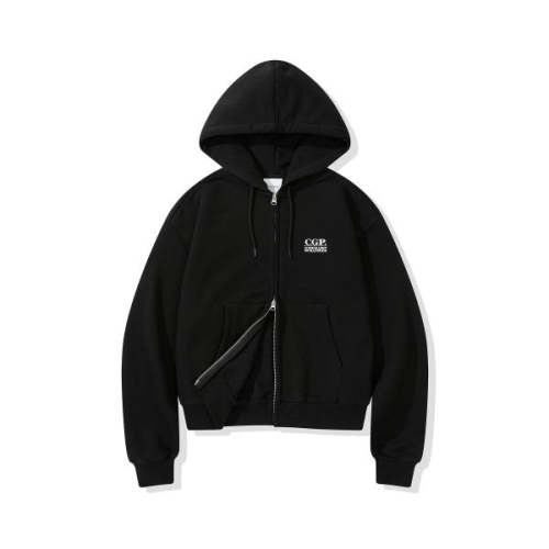 코드그라피 CGP 우먼 스퀘어 로고 크롭 후드 집업_블랙 CBEBWTC201BK 102935