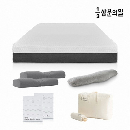 삼분의일 푹신한 A타입 메모리폼 매트리스 25cm+베개2개+필로우+이불속+이불커버+방수커버2개 (퀸 Q)